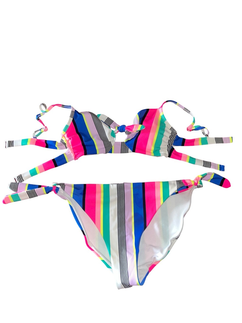Colorful Striped Bikini Set - Neon Multi